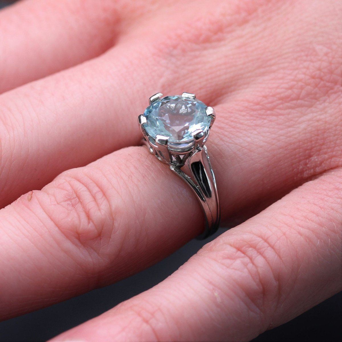 Bague Aiguemarine Ancienne En Solitaire-photo-7