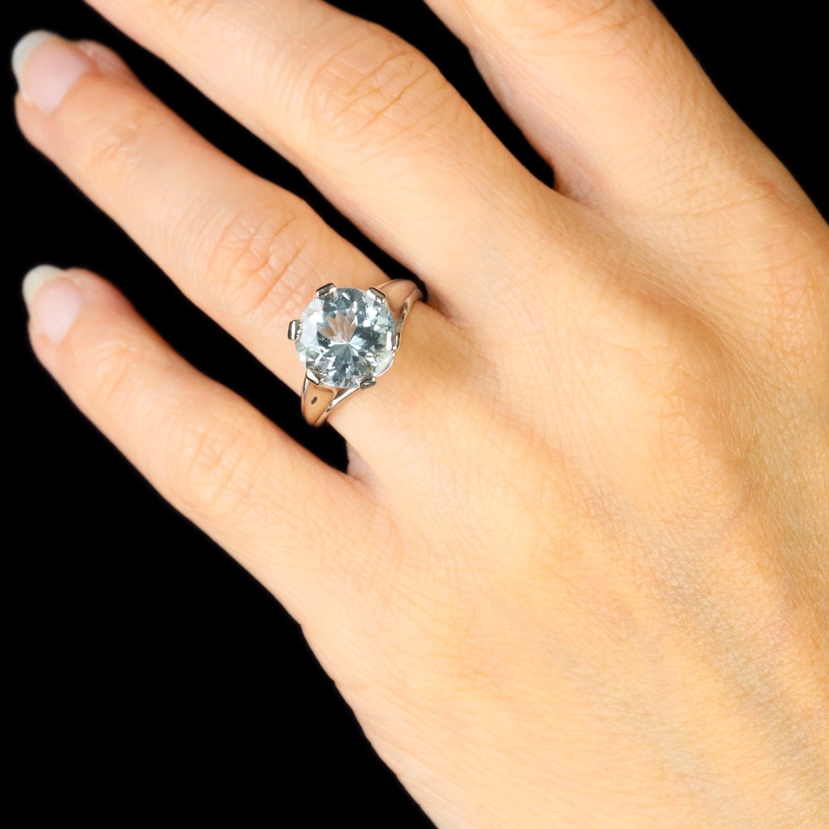 Bague Aiguemarine Ancienne En Solitaire-photo-8