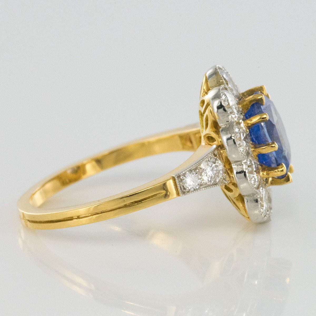 Bague Marguerite Saphir Bleu Et Diamants-photo-6