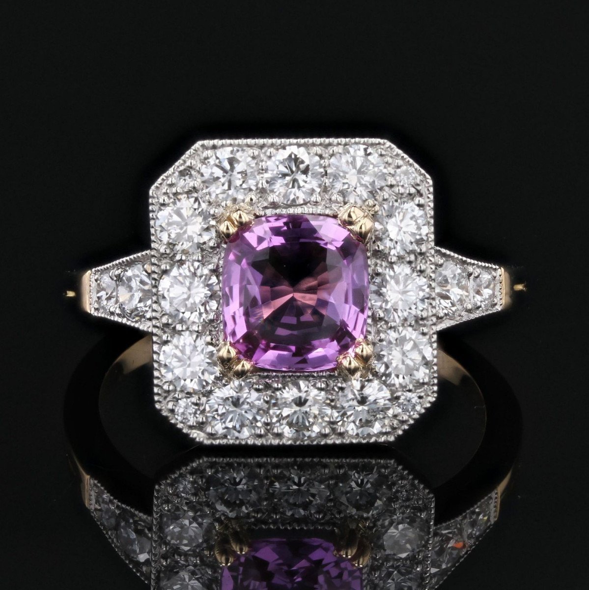 Art Deco Style Ring Pink Sapphire And Diamonds-photo-1