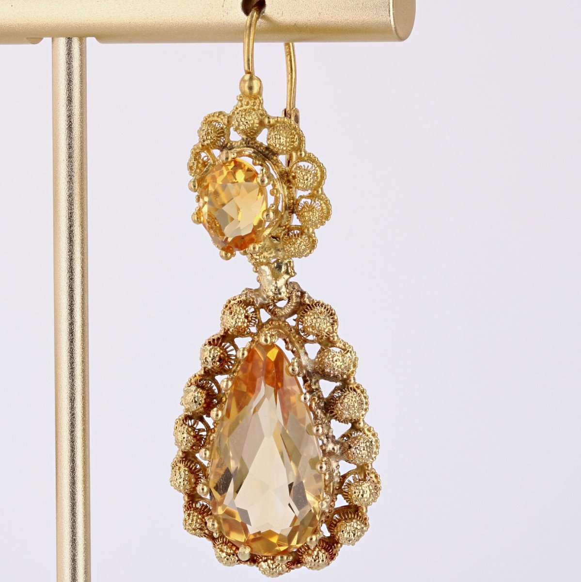 Antique Citrine And Gold Earrings-photo-4