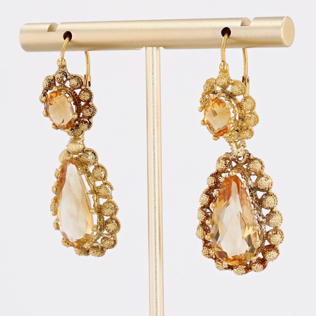 Antique Citrine And Gold Earrings-photo-5