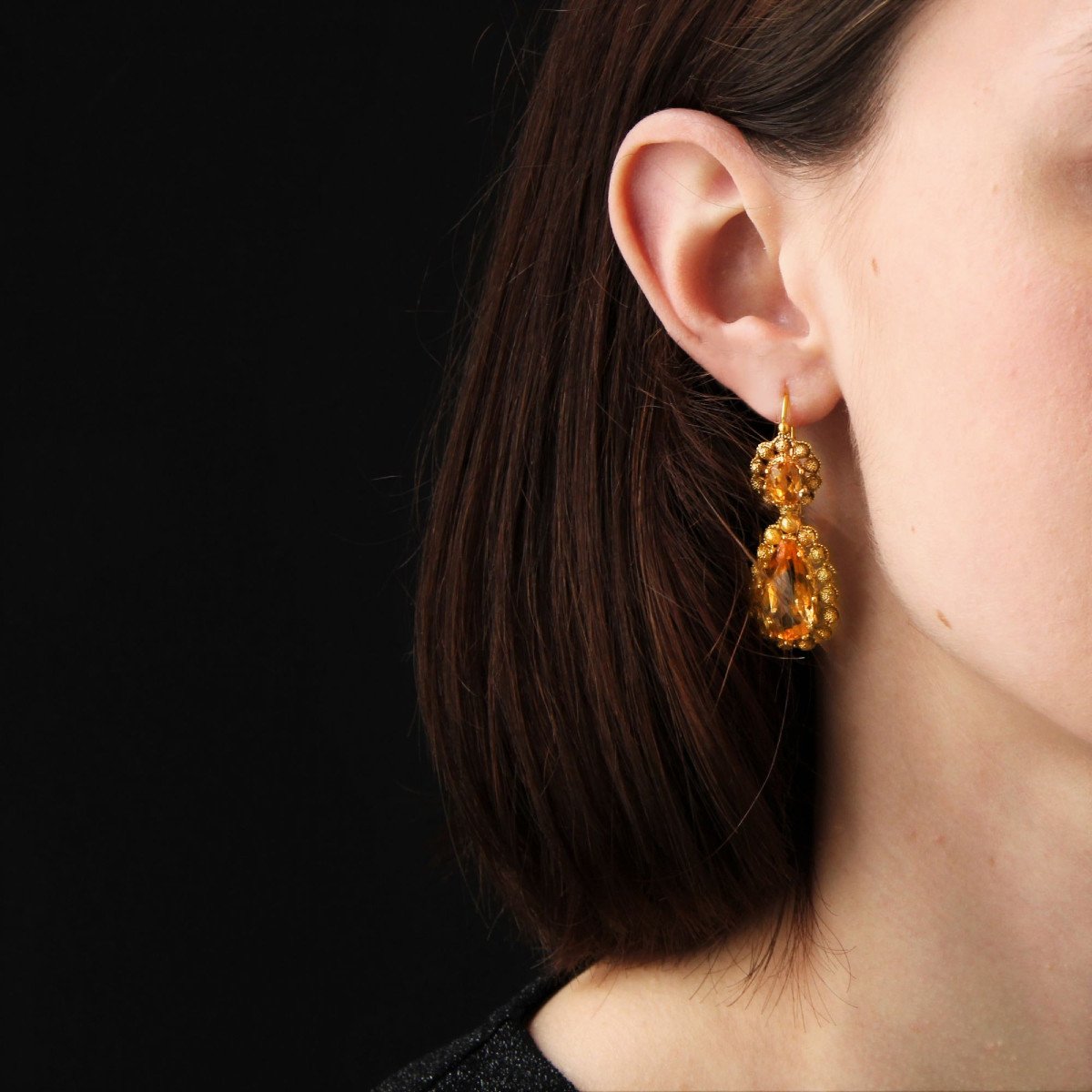 Antique Citrine And Gold Earrings-photo-6