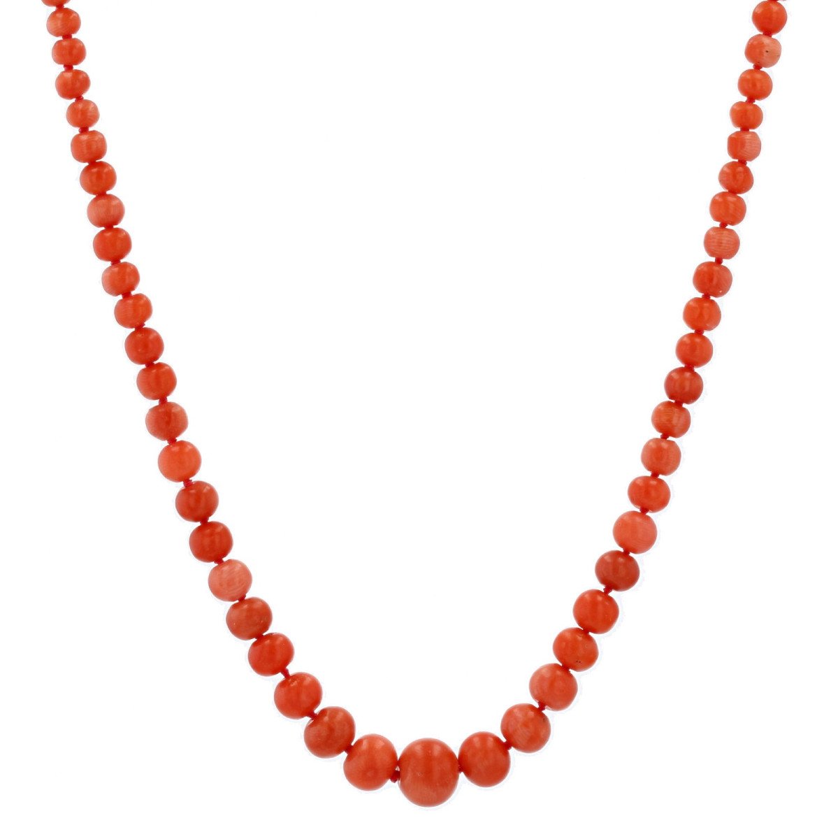 Collier Ancien De Perles De Corail Naturel