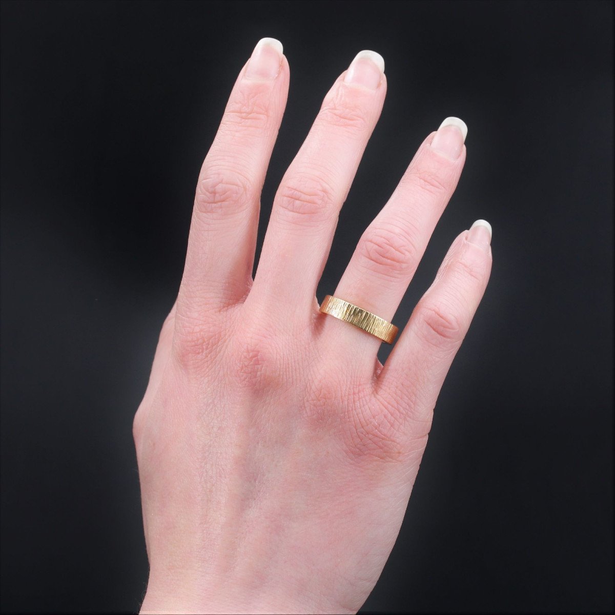 Brushed Yellow Gold Wedding Ring-photo-2