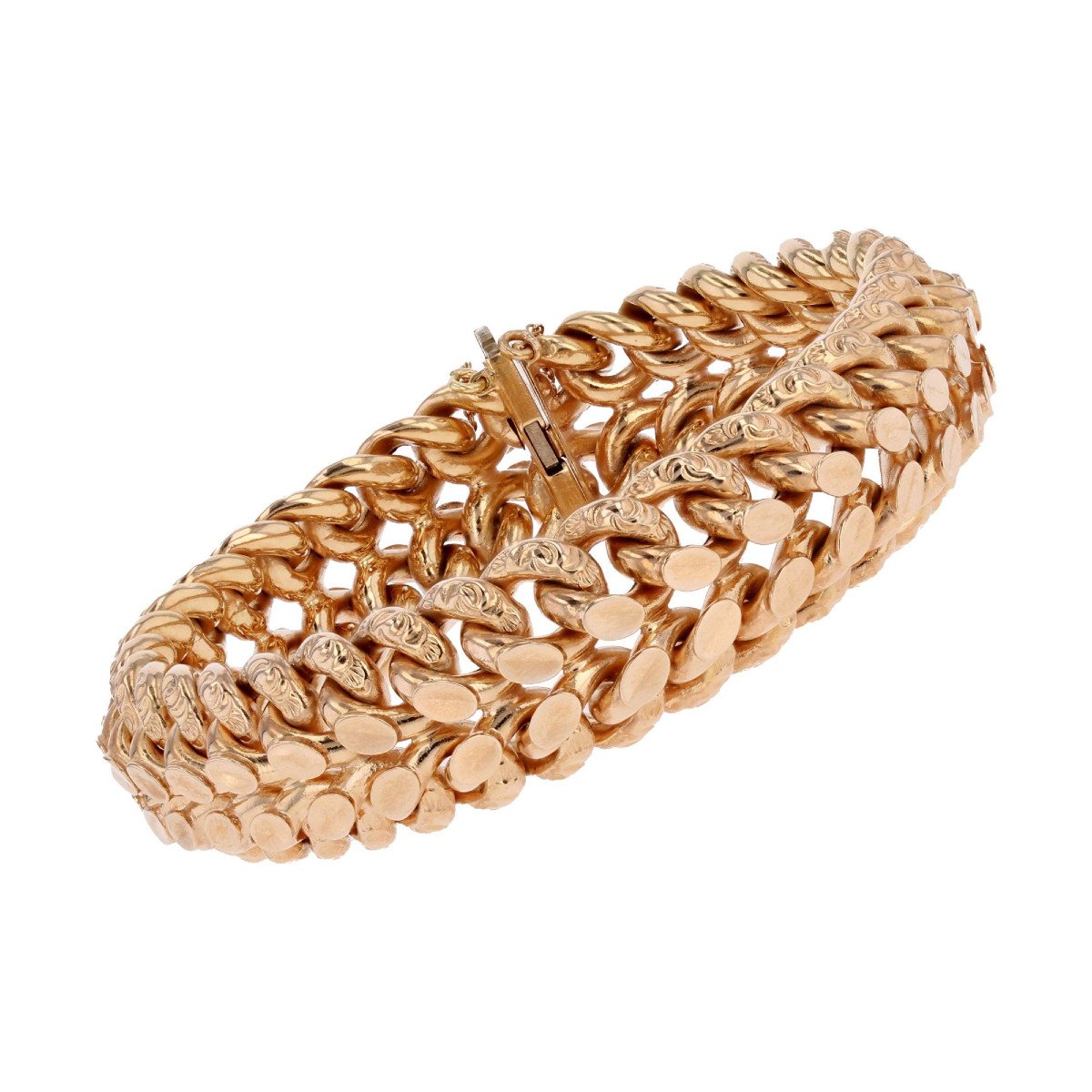 Bracelet Ancien En Or Rose Gourmette