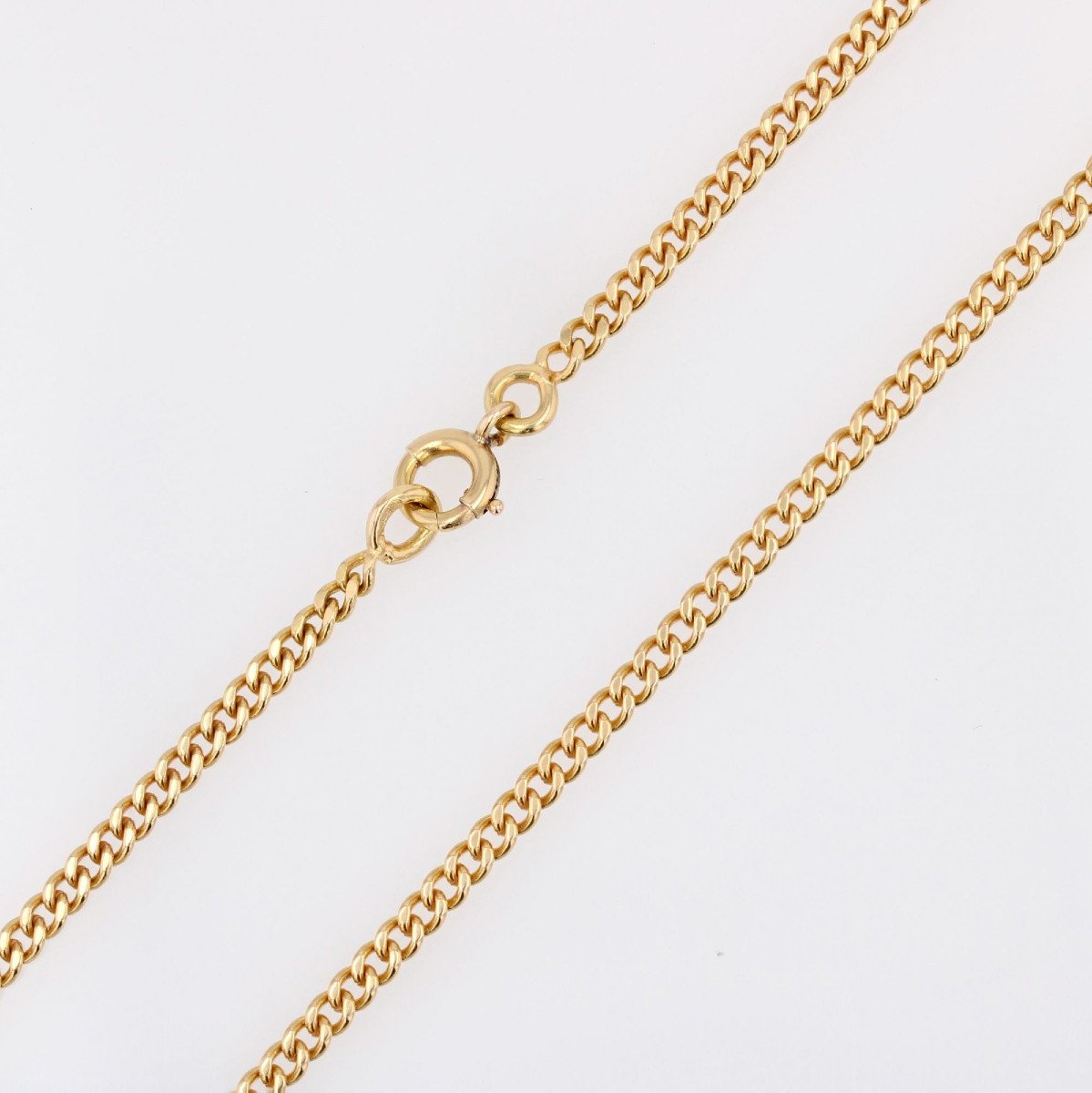 Chain In Yellow Gold Curb Link Limée-photo-4