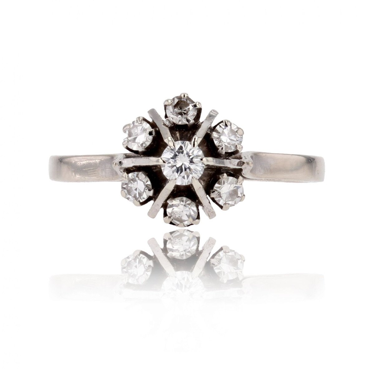 Bague Or Blanc Diamants Vintage