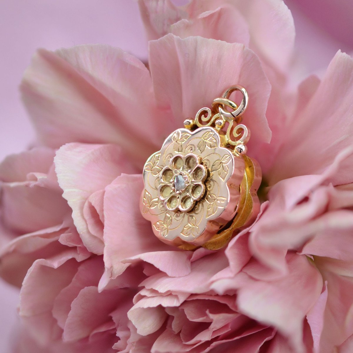 Antique Diamond Rose Gold Medallion-photo-4