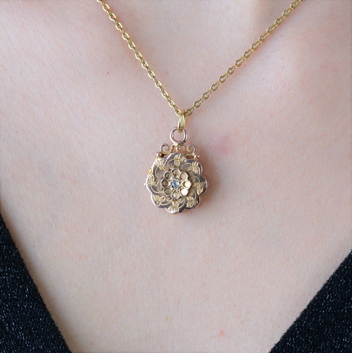 Antique Diamond Rose Gold Medallion-photo-2