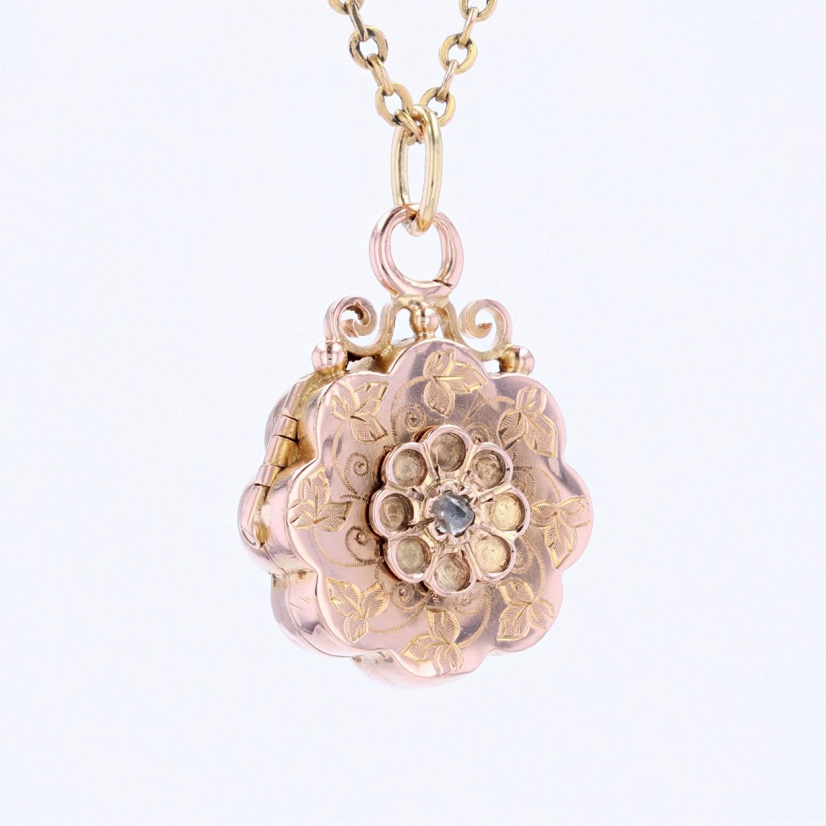 Antique Diamond Rose Gold Medallion-photo-3