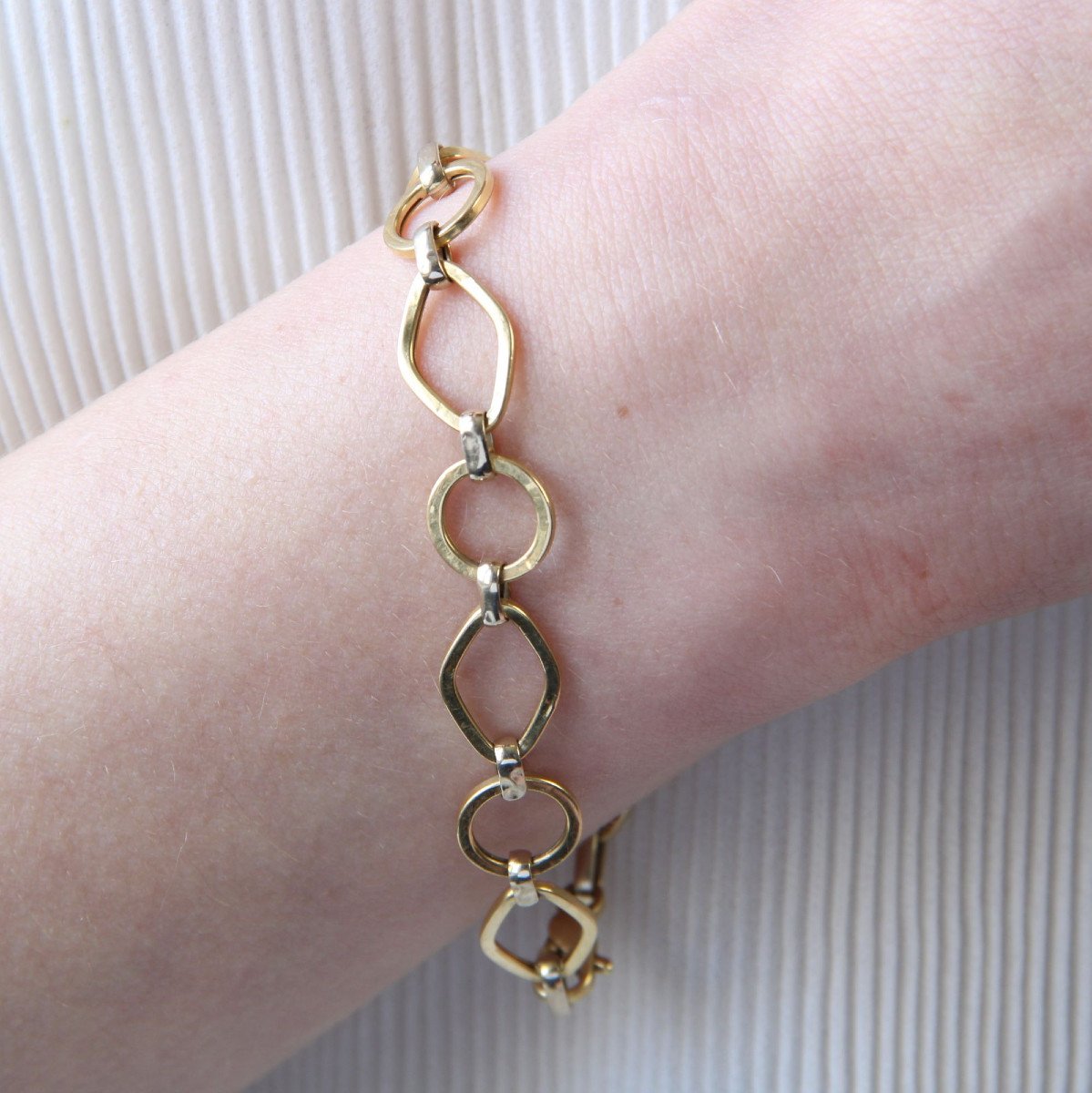 Bracelet Or Jaune Maillons Alternés-photo-1