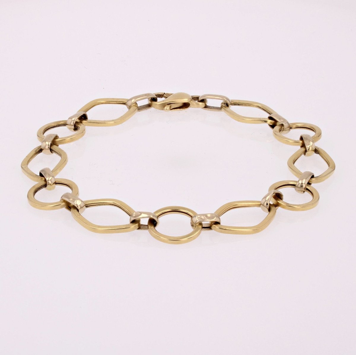 Bracelet Or Jaune Maillons Alternés-photo-3