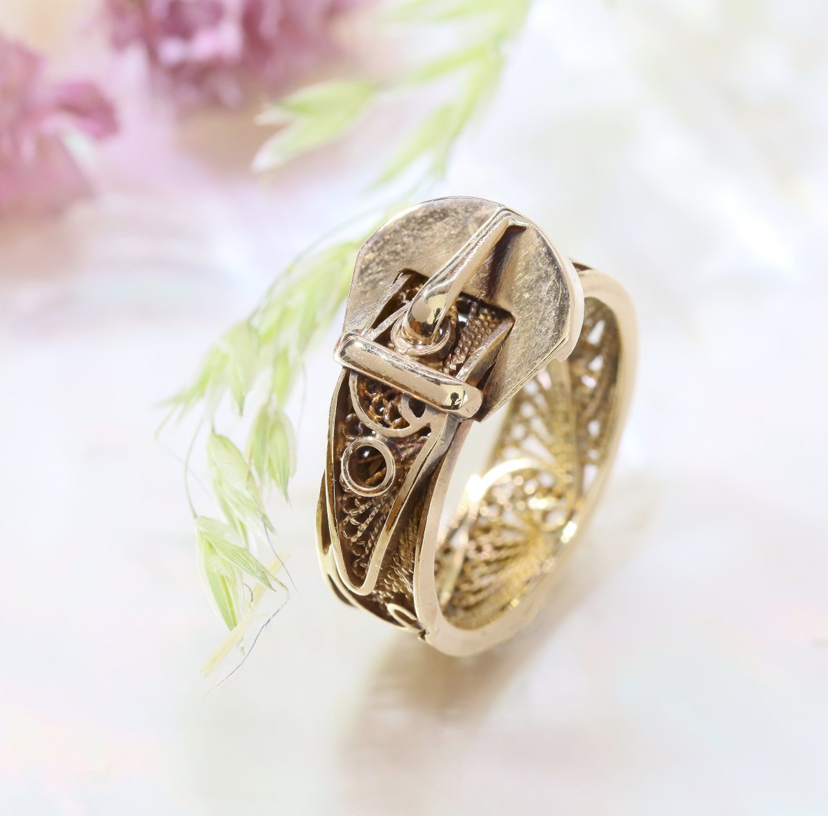 Old Gold Ring Filigree Belt-photo-5