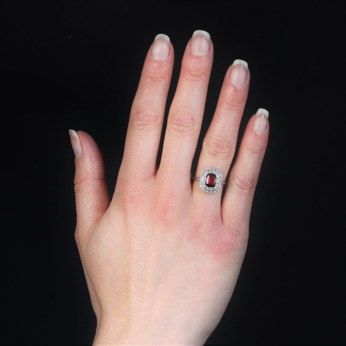Antique Red Spinel And Diamonds Ring-photo-2
