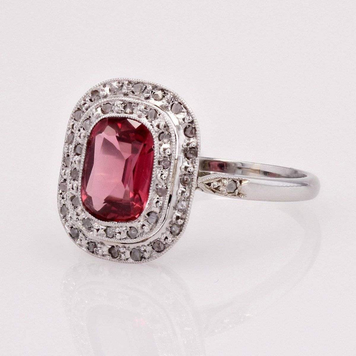 Antique Red Spinel And Diamonds Ring-photo-3