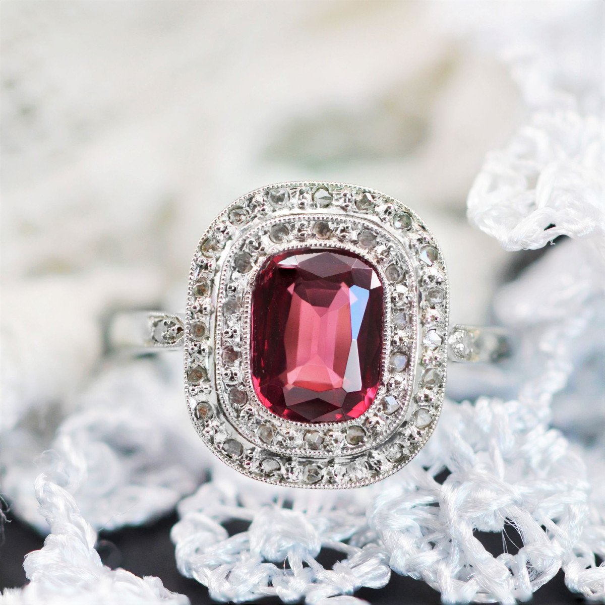Antique Red Spinel And Diamonds Ring-photo-4