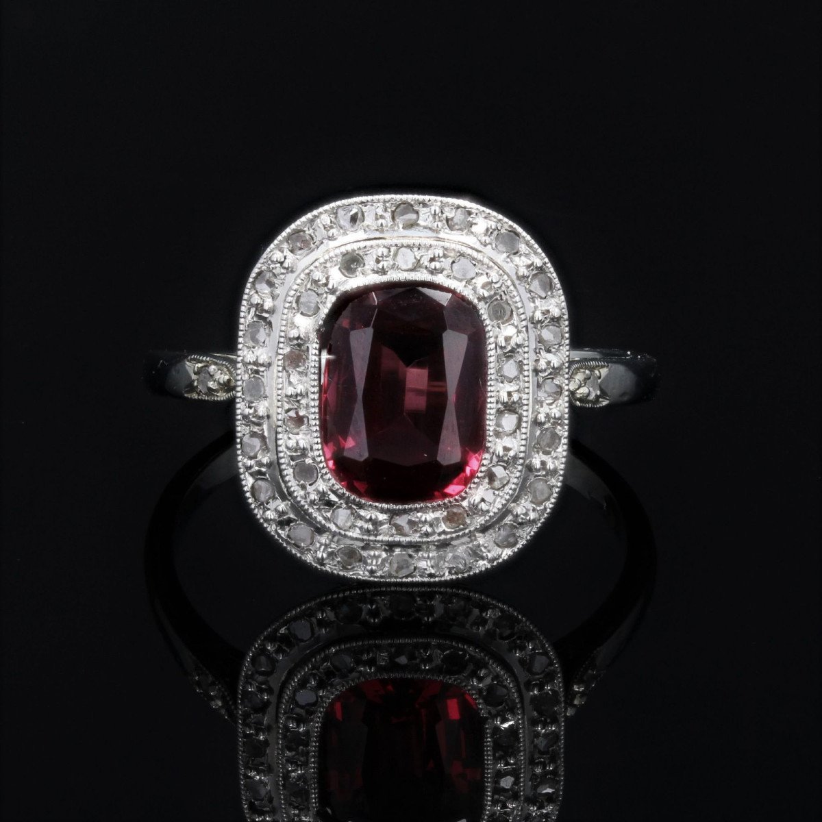 Antique Red Spinel And Diamonds Ring-photo-2