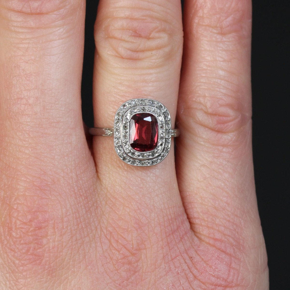 Antique Red Spinel And Diamonds Ring-photo-4