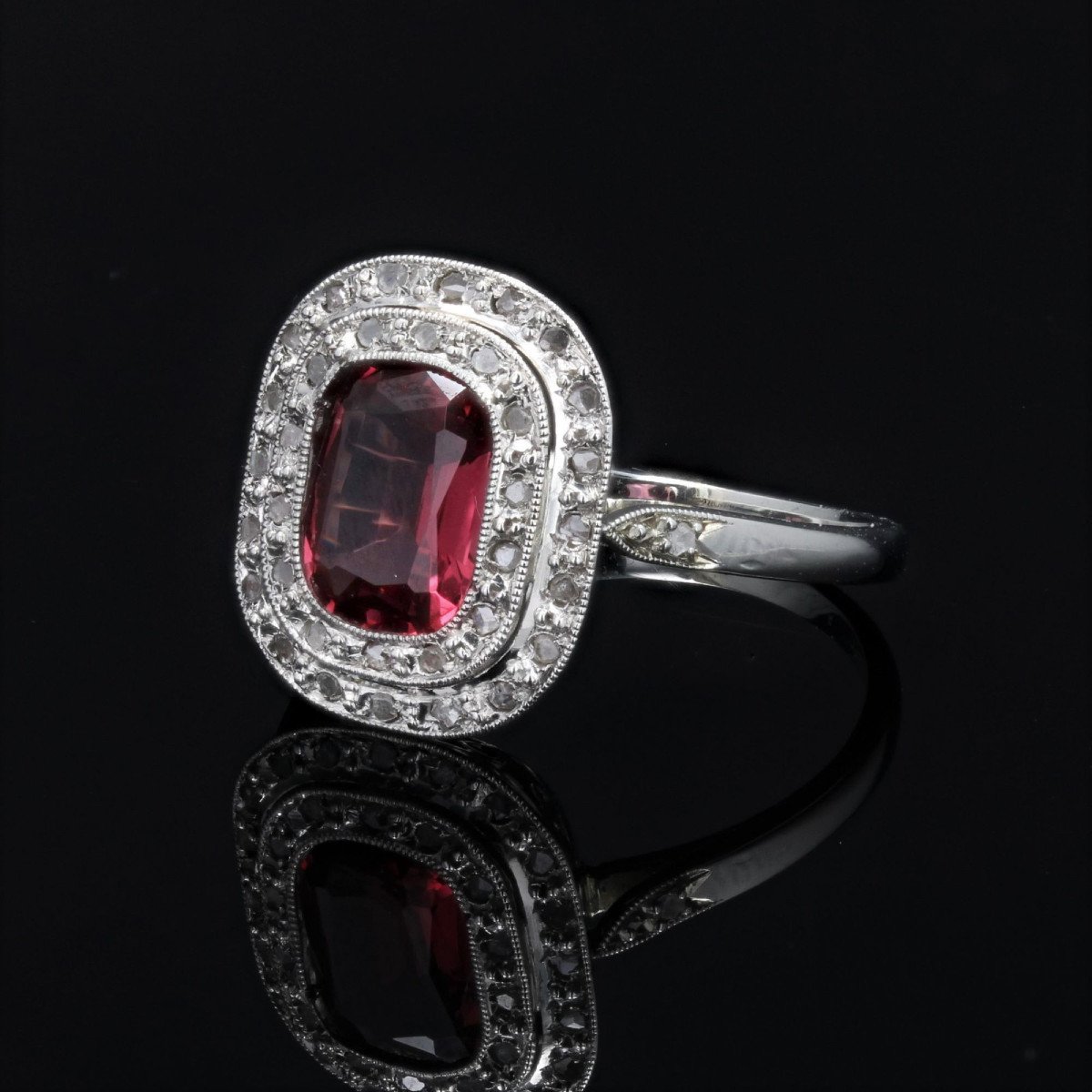 Antique Red Spinel And Diamonds Ring-photo-5