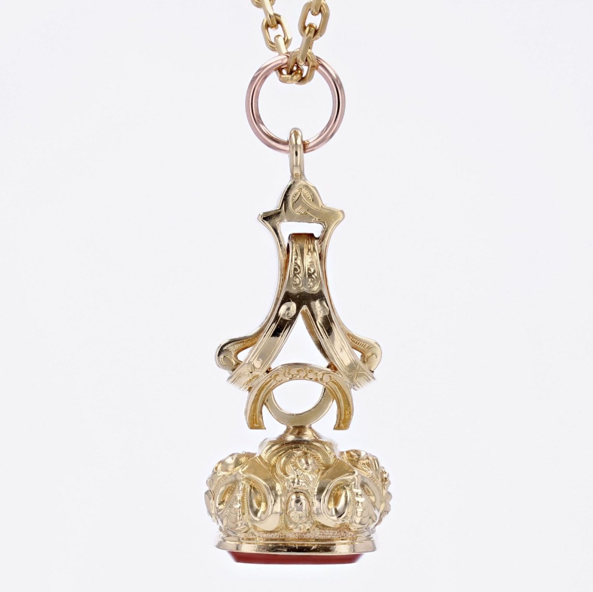 Old Gold And Carnelian Stamp Pendant-photo-6