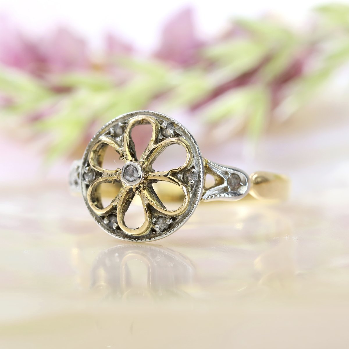Bague Ancienne Rosace Diamants Taillés En Rose-photo-4
