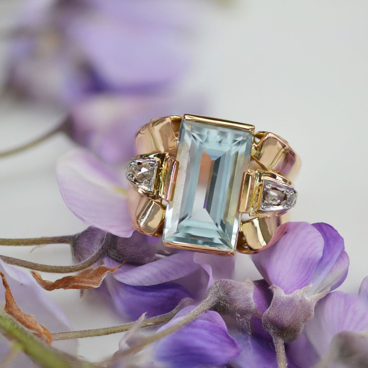 Retro Diamond Aquamarine Ring-photo-3