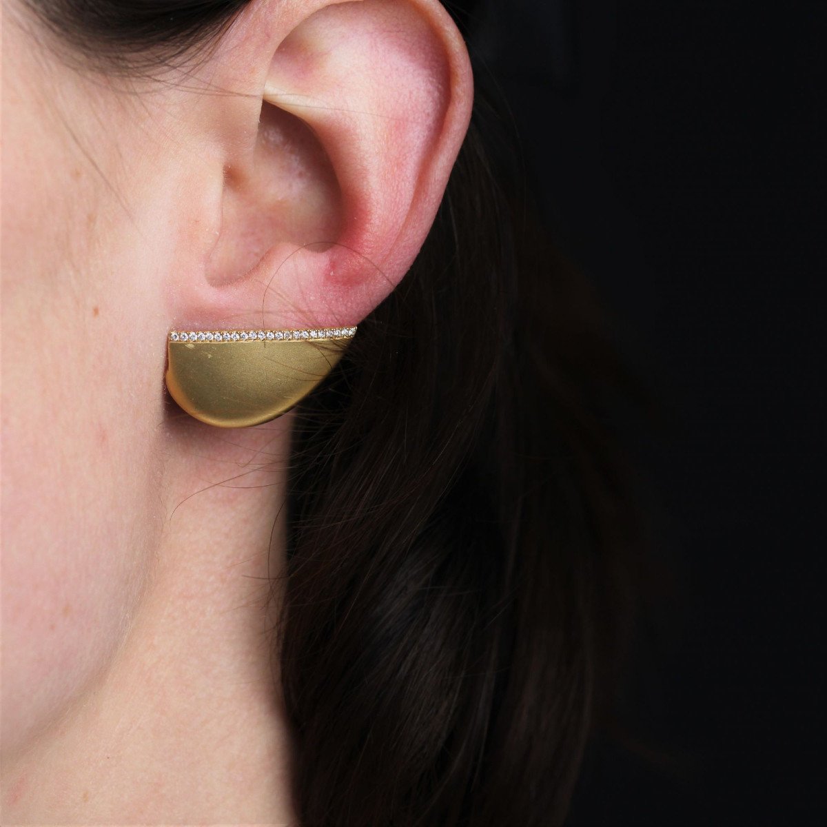 Boucles d'Oreilles Or Brossé Et Diamants Ofée-photo-1