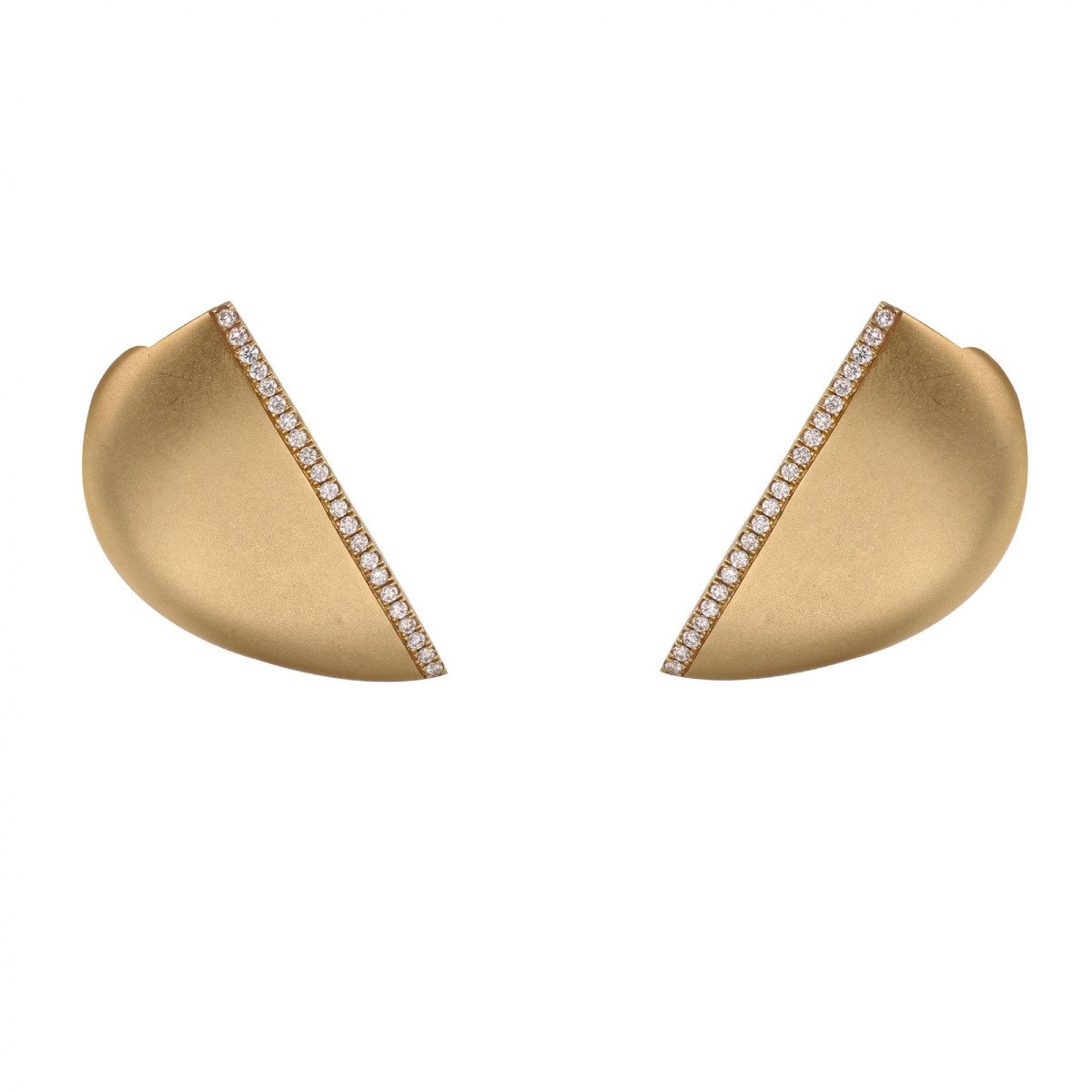 Ofée Brushed Gold And Diamonds Earrings