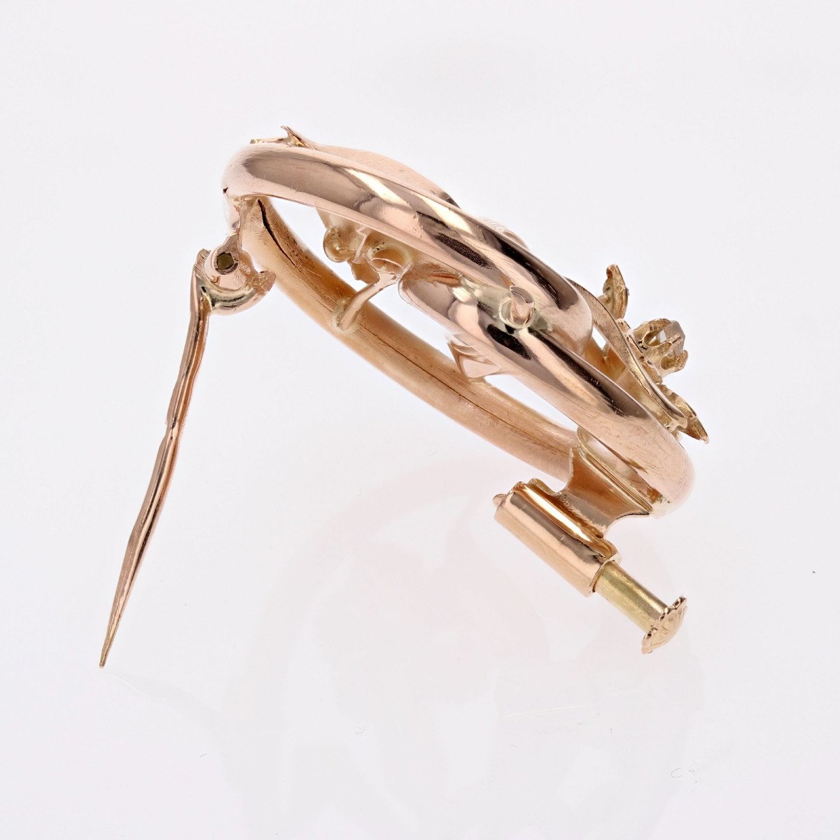 Broche Ronde Ancienne Fleurs-photo-6