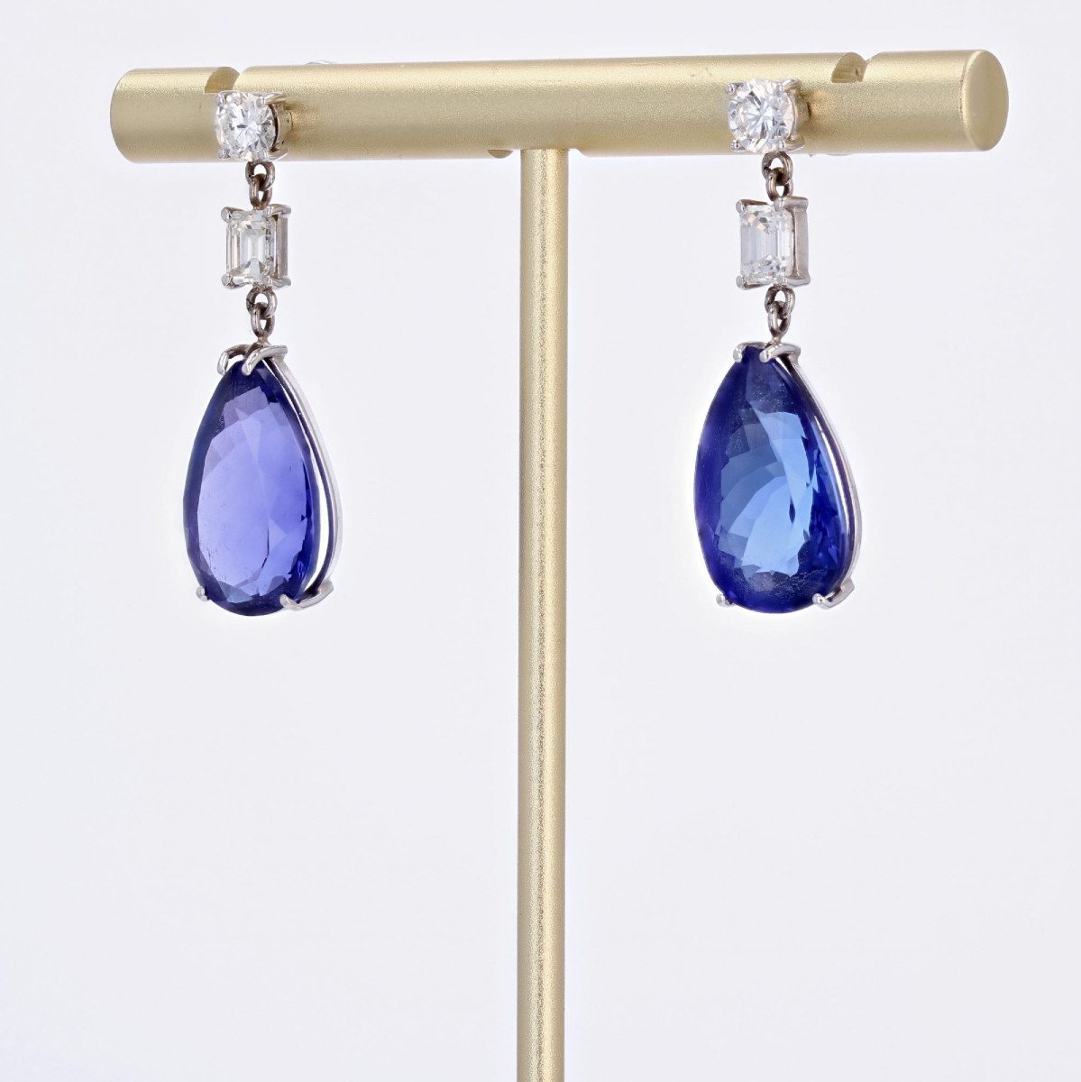 Boucles d'Oreilles Tanzanites Et Diamants-photo-2