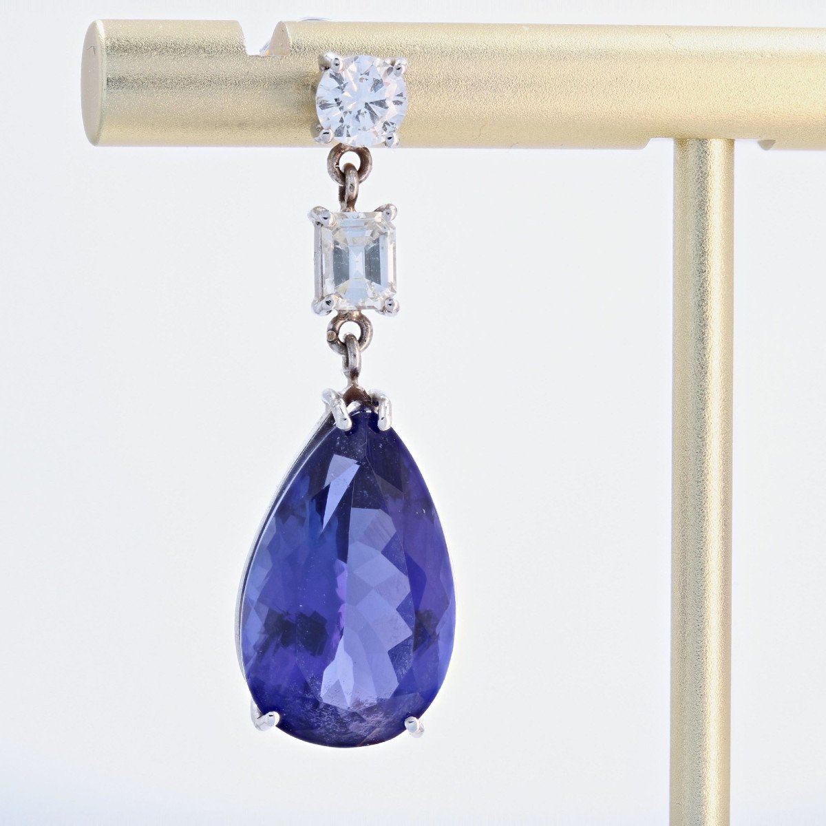 Boucles d'Oreilles Tanzanites Et Diamants-photo-4