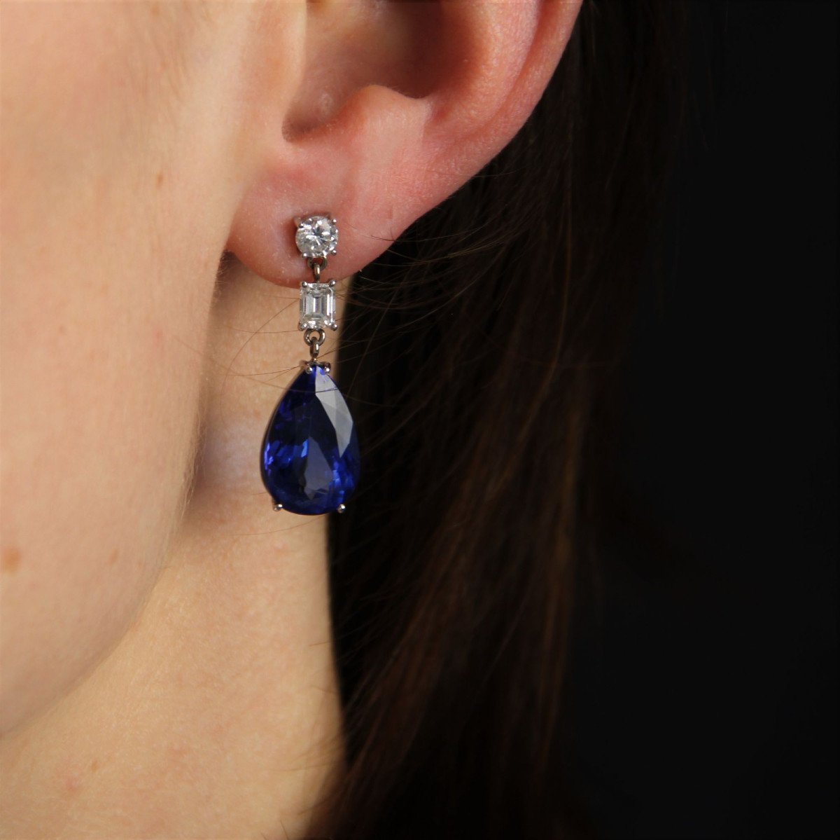 Boucles d'Oreilles Tanzanites Et Diamants-photo-5