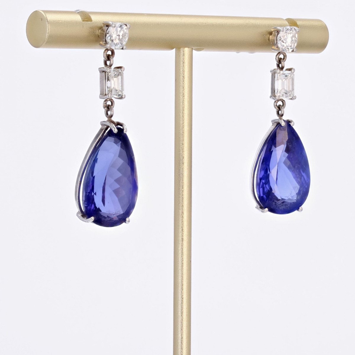 Boucles d'Oreilles Tanzanites Et Diamants-photo-1