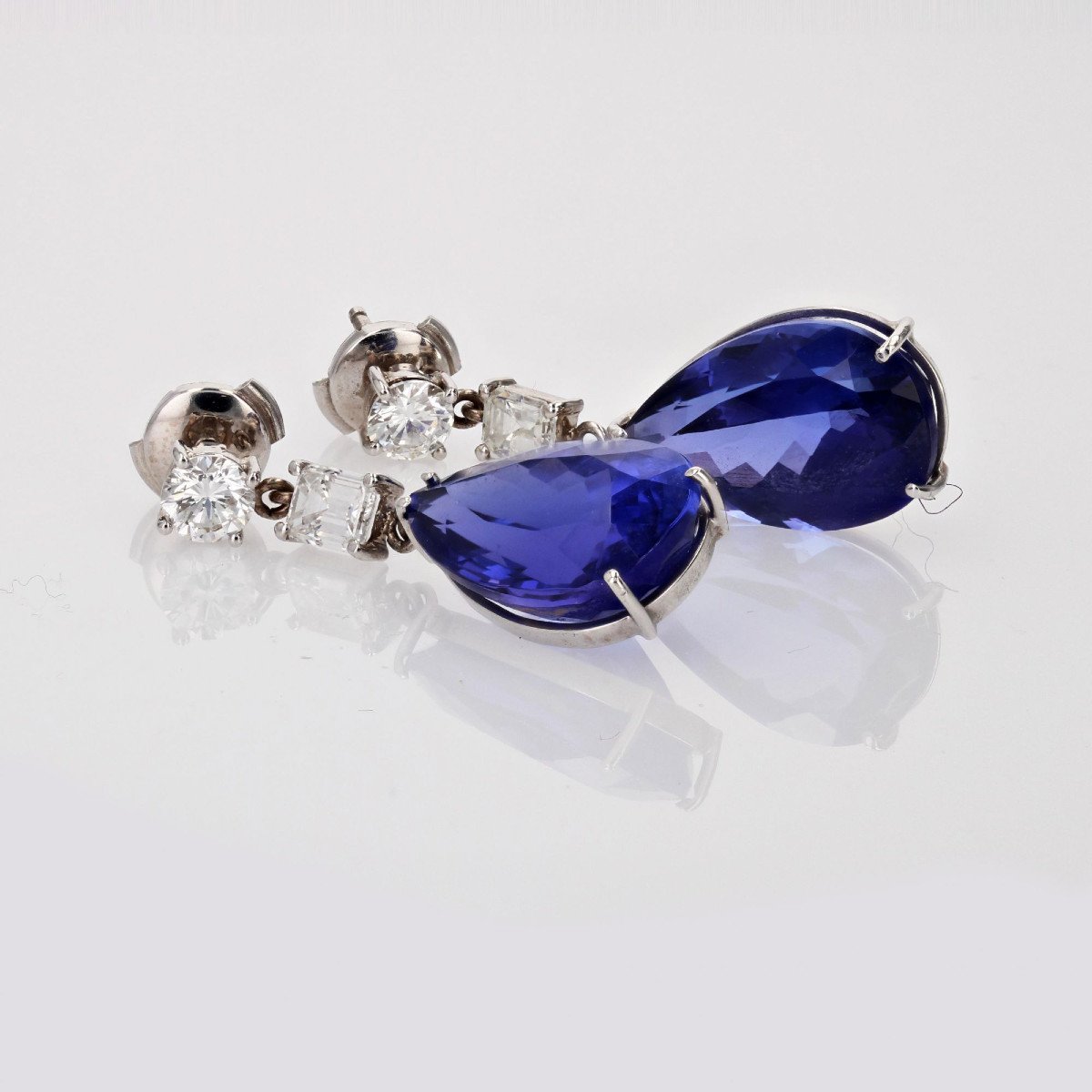 Boucles d'Oreilles Tanzanites Et Diamants-photo-3