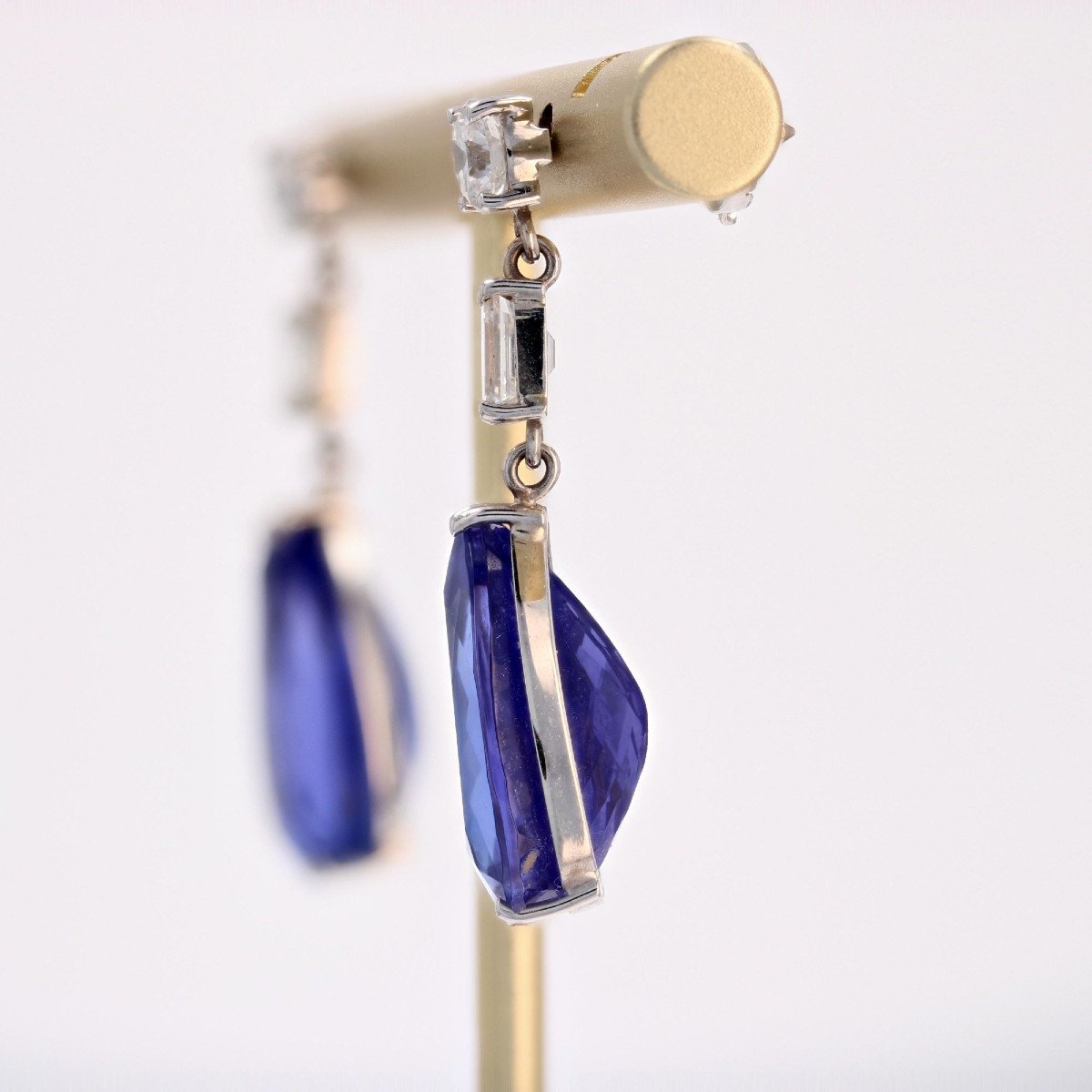 Boucles d'Oreilles Tanzanites Et Diamants-photo-5