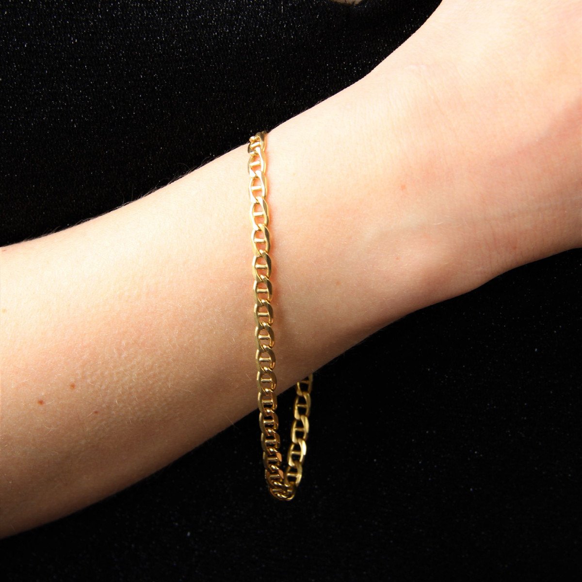 Yellow Gold Navy Mesh Bracelet-photo-1