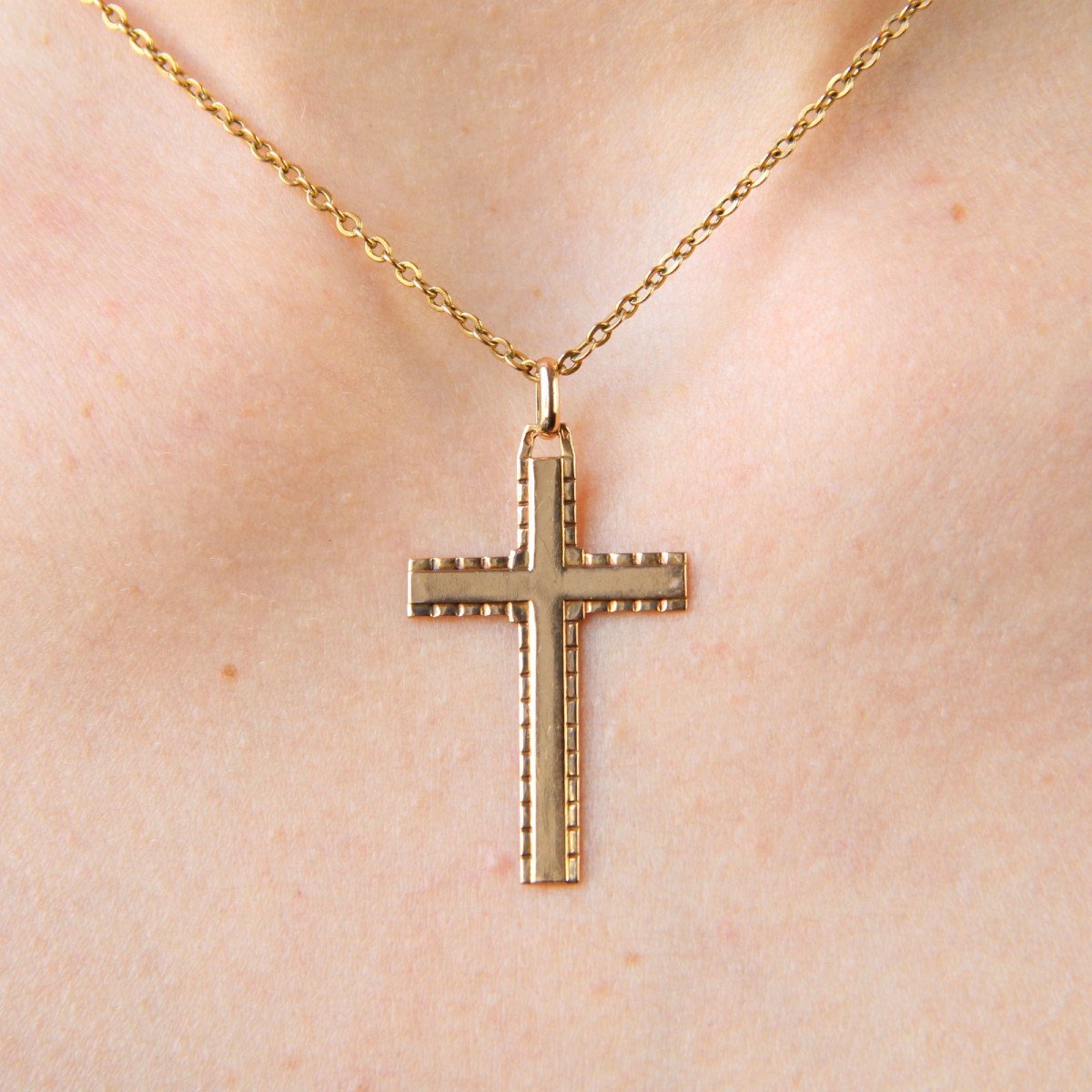Rose Gold Flat Cross-photo-2