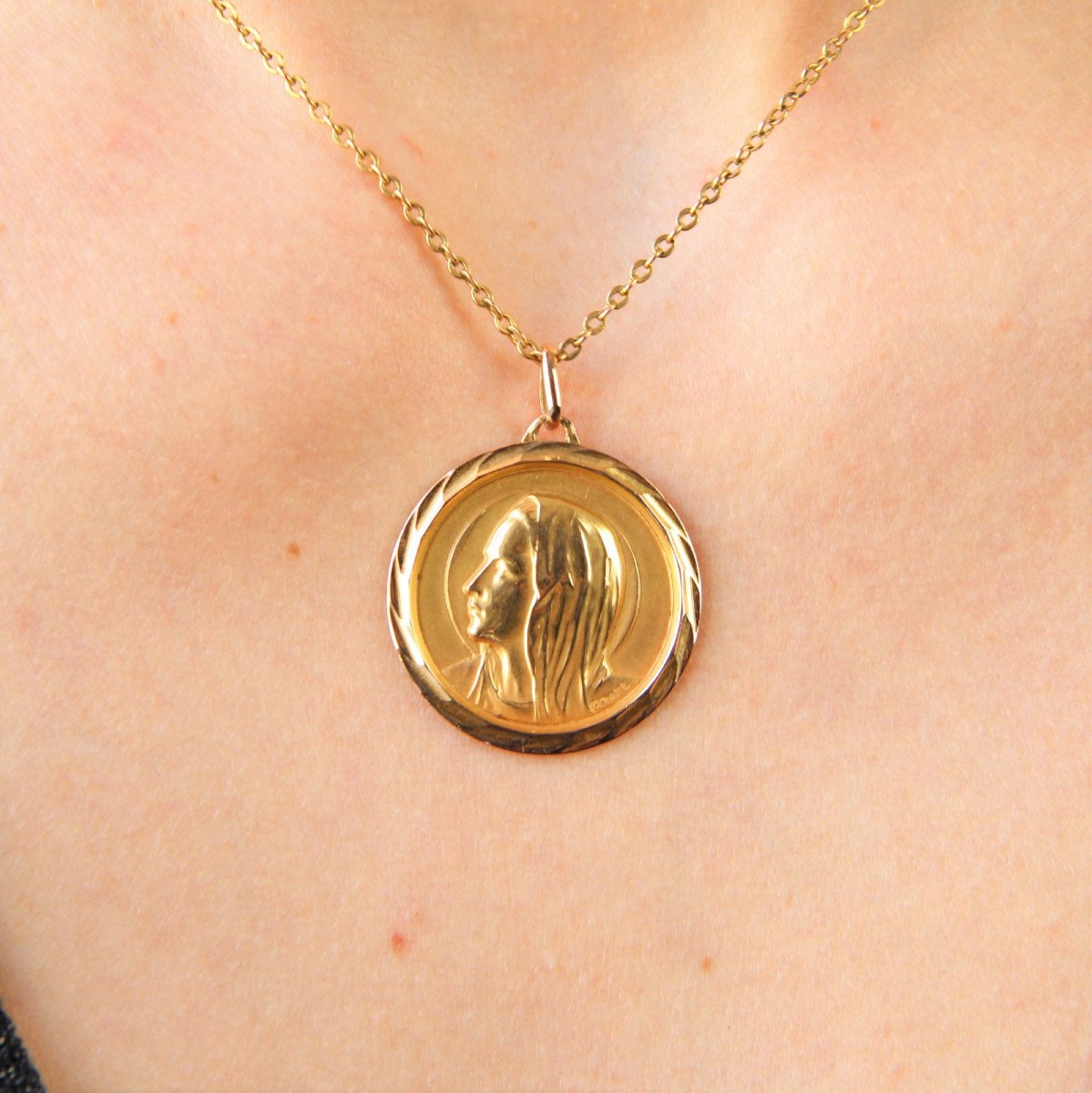 Médaille Or Jaune Vierge Marie Auréolée-photo-2