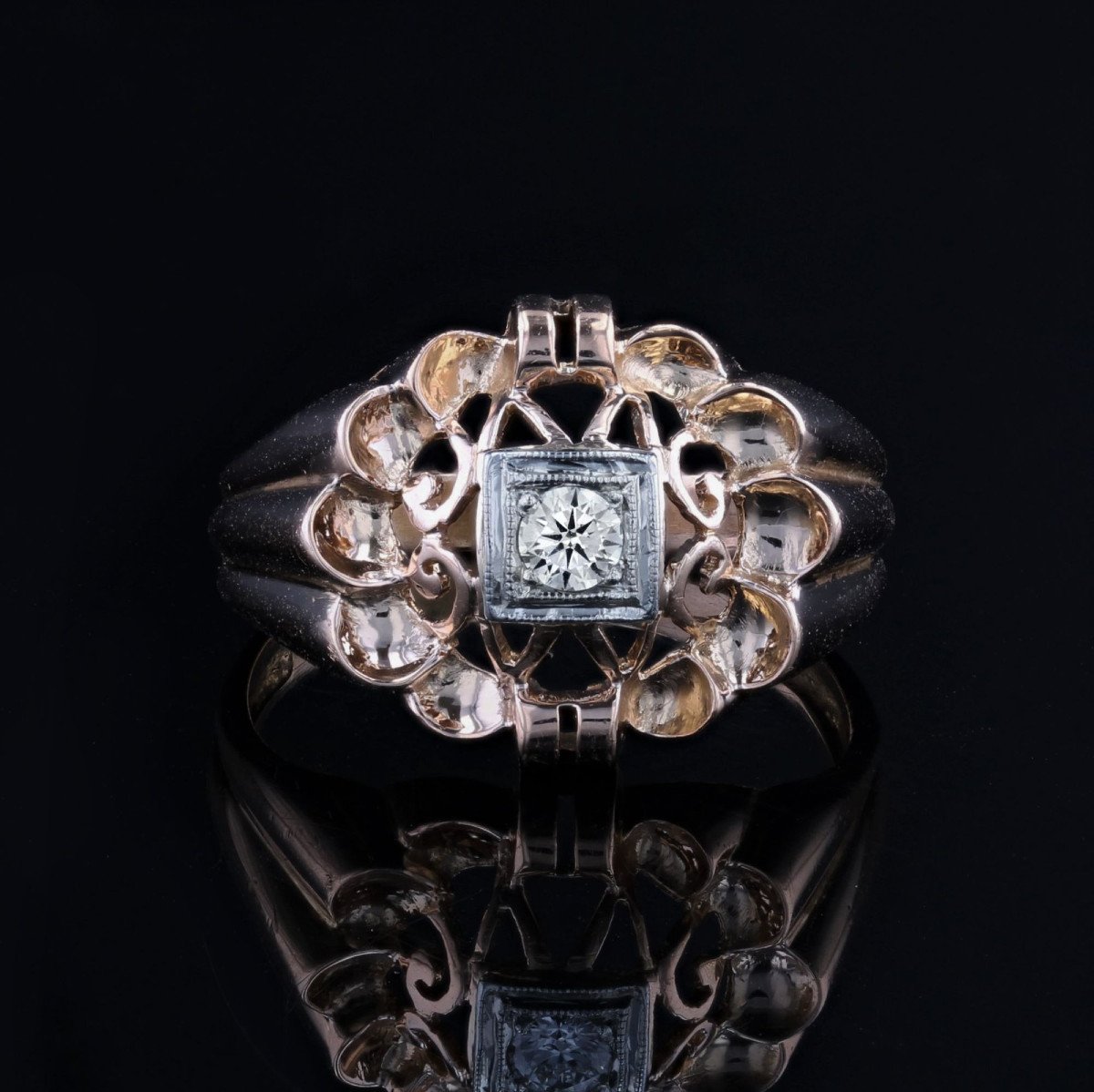 Vintage Openwork Diamond Ring-photo-3