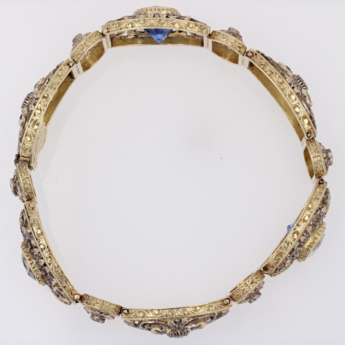 Bracelet Ancien Dentelle Saphirs Naturels Et Diamants-photo-4