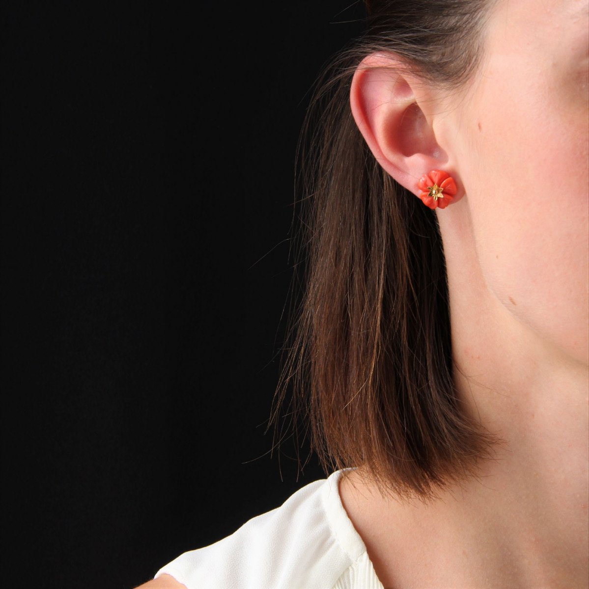 Coral And Gold Earrings-photo-5