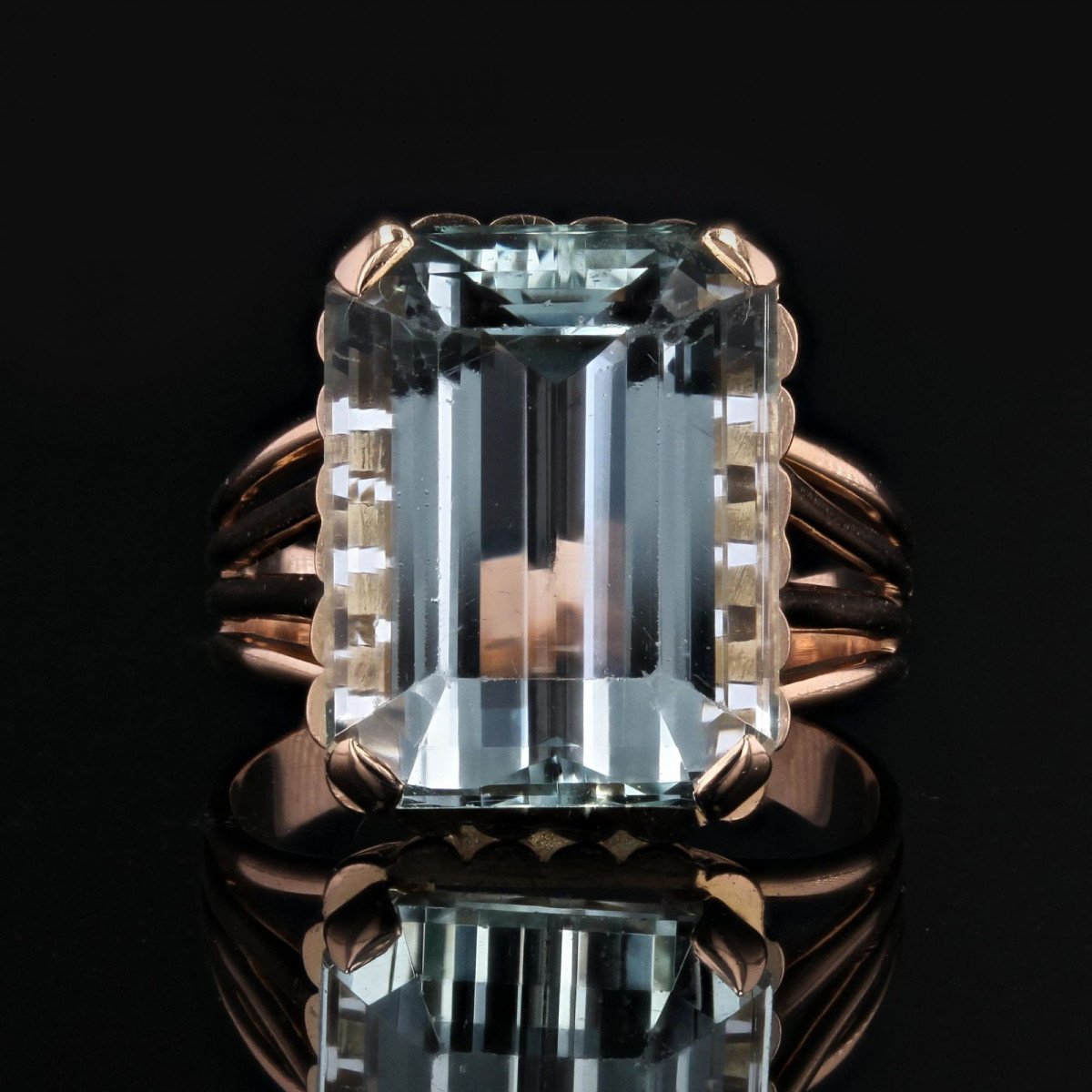 Bague Aigue-marine Et Or Rose-photo-1