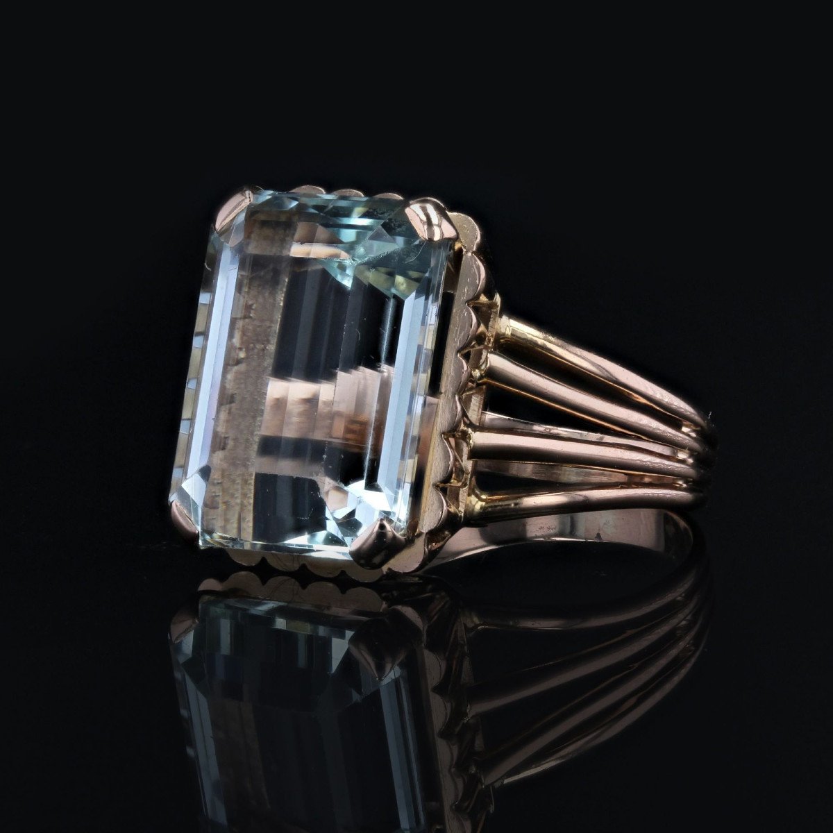 Bague Aigue-marine Et Or Rose-photo-3