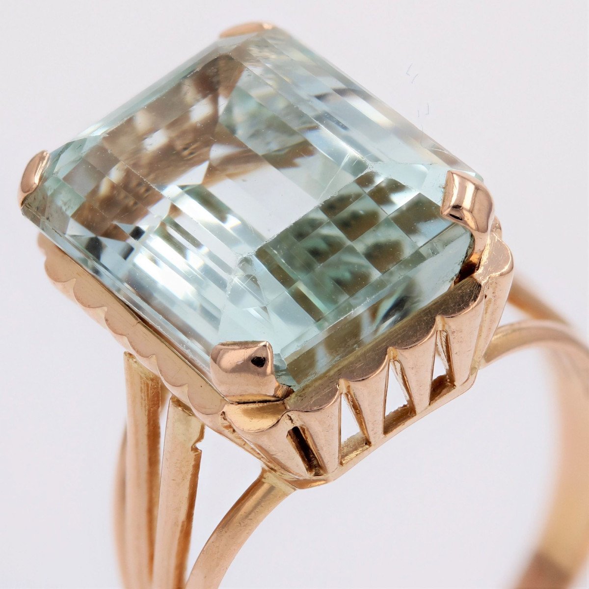 Bague Aigue-marine Et Or Rose-photo-5