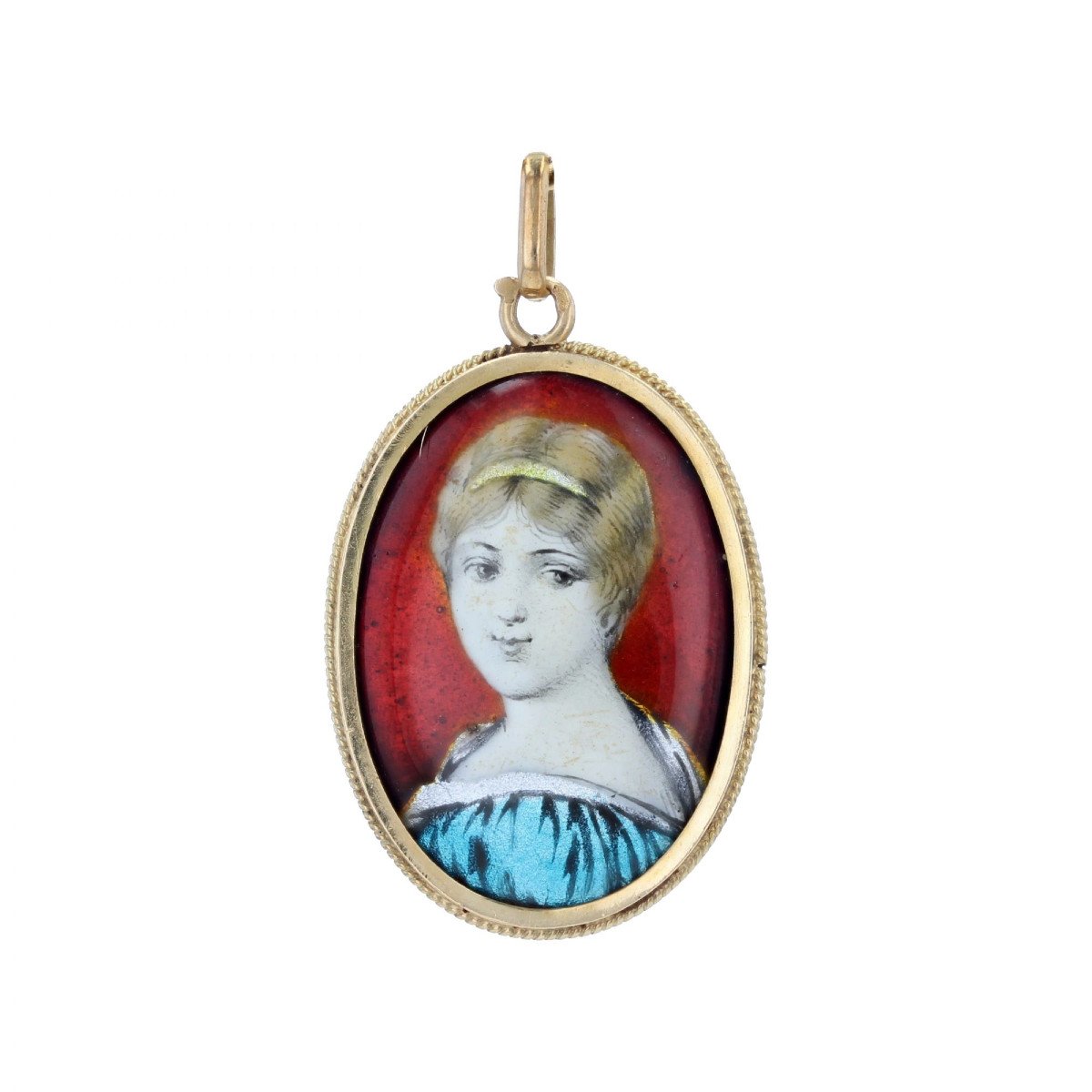 Limoges Enamel Yellow Gold Pendant