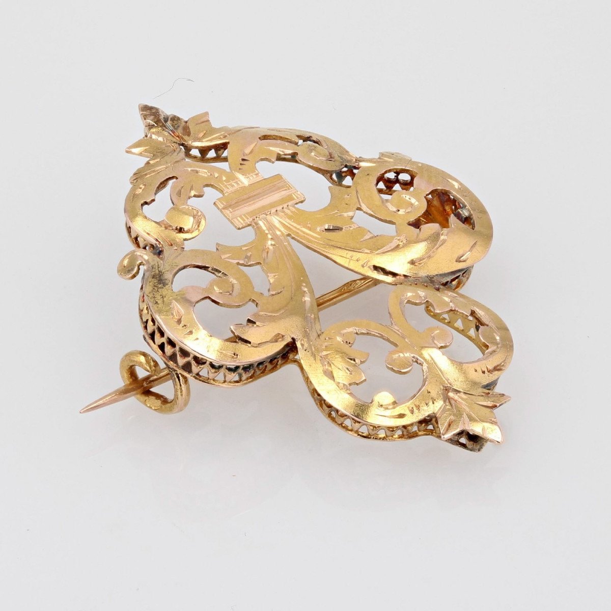Broche Ancienne Fleur De Lys Or Jaune-photo-2