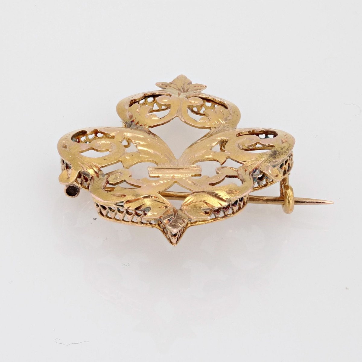 Old Fleur De Lys Brooch Yellow Gold-photo-5