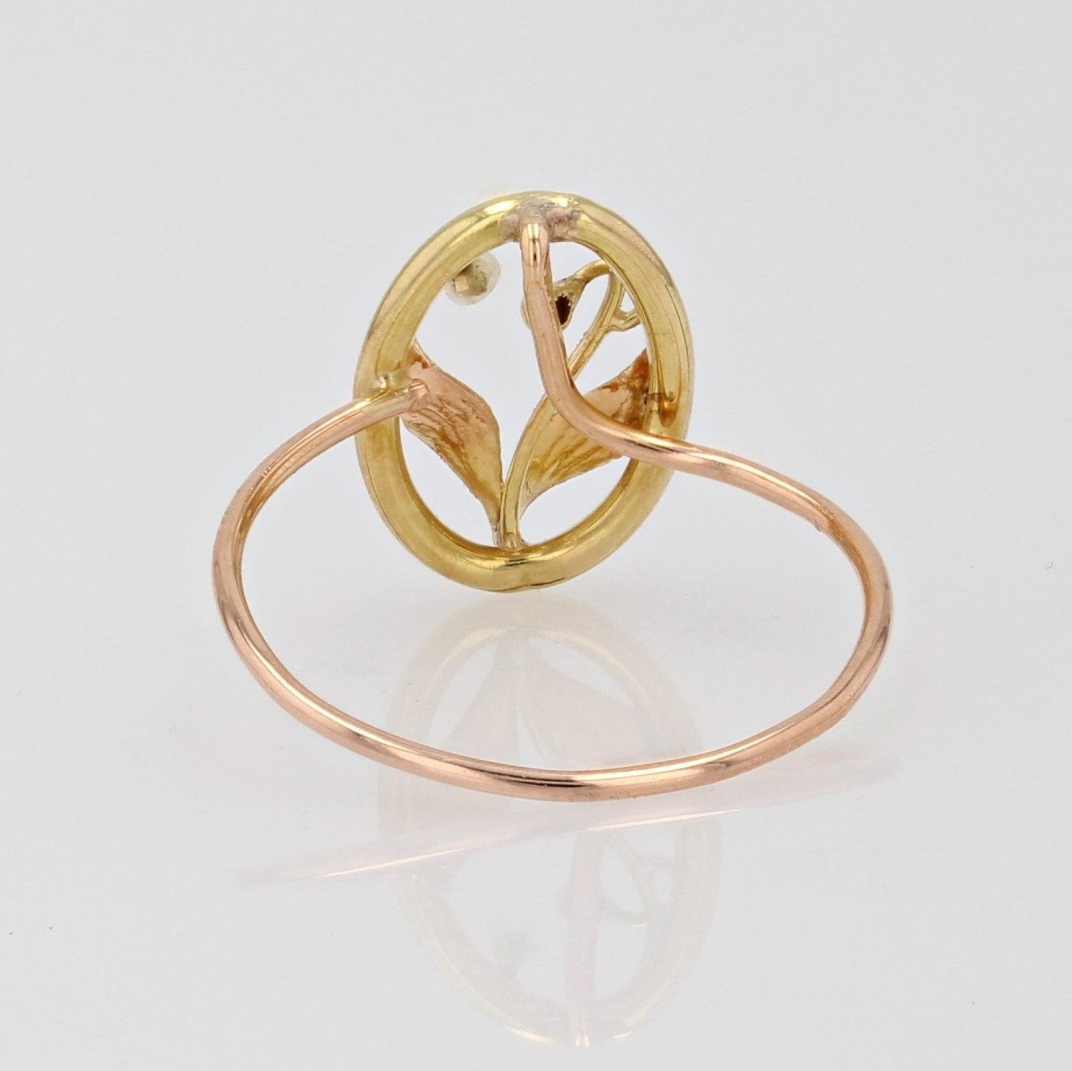 Fine Bague Ancienne Or Perle-photo-3