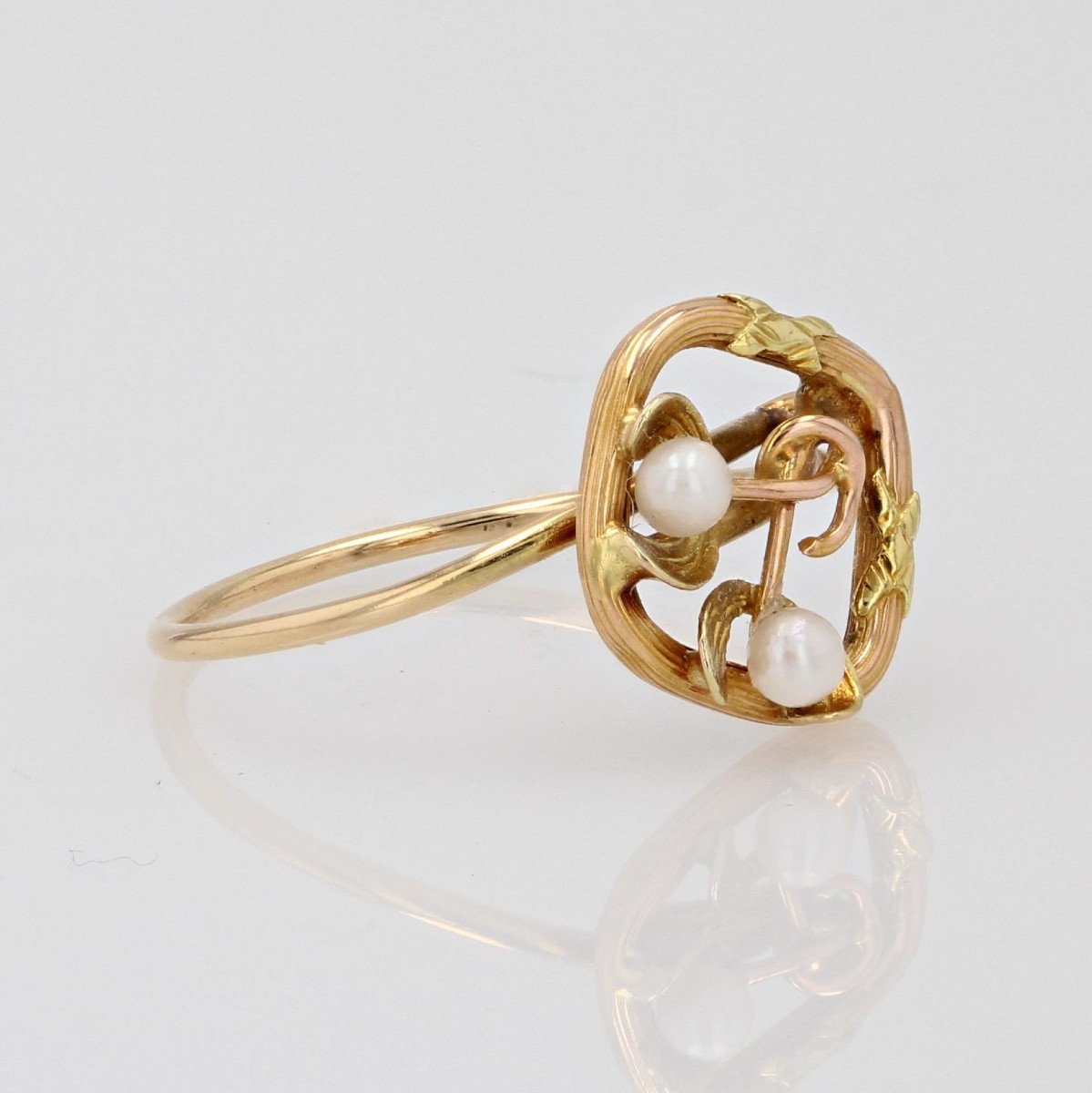 Yellow Gold Ring Old Pearl-photo-4